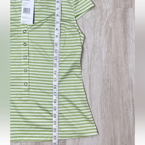Lafayette 148 New York Cap Sleev Stripped Top. Size: M - Picture 4 of 7